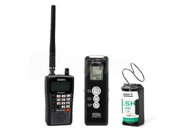 Sada pro bezdrátový odposlech WSR-1: rádiová štěnice 5KL, přijímač Uniden a diktafon k záznamu zvuku