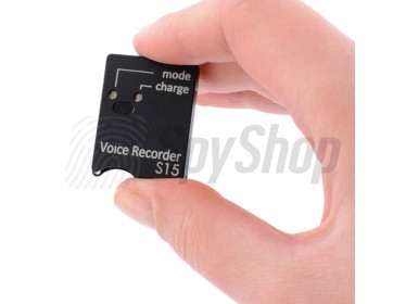 Minidiktafon Soroka S15E s citlivým mikrofonem a dosahem detekce zvuku až do 10 m